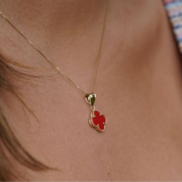 14k Solid Gold Clover Charm | Birthday Gift | Everyday Jewelry | - Picture 10 of 10